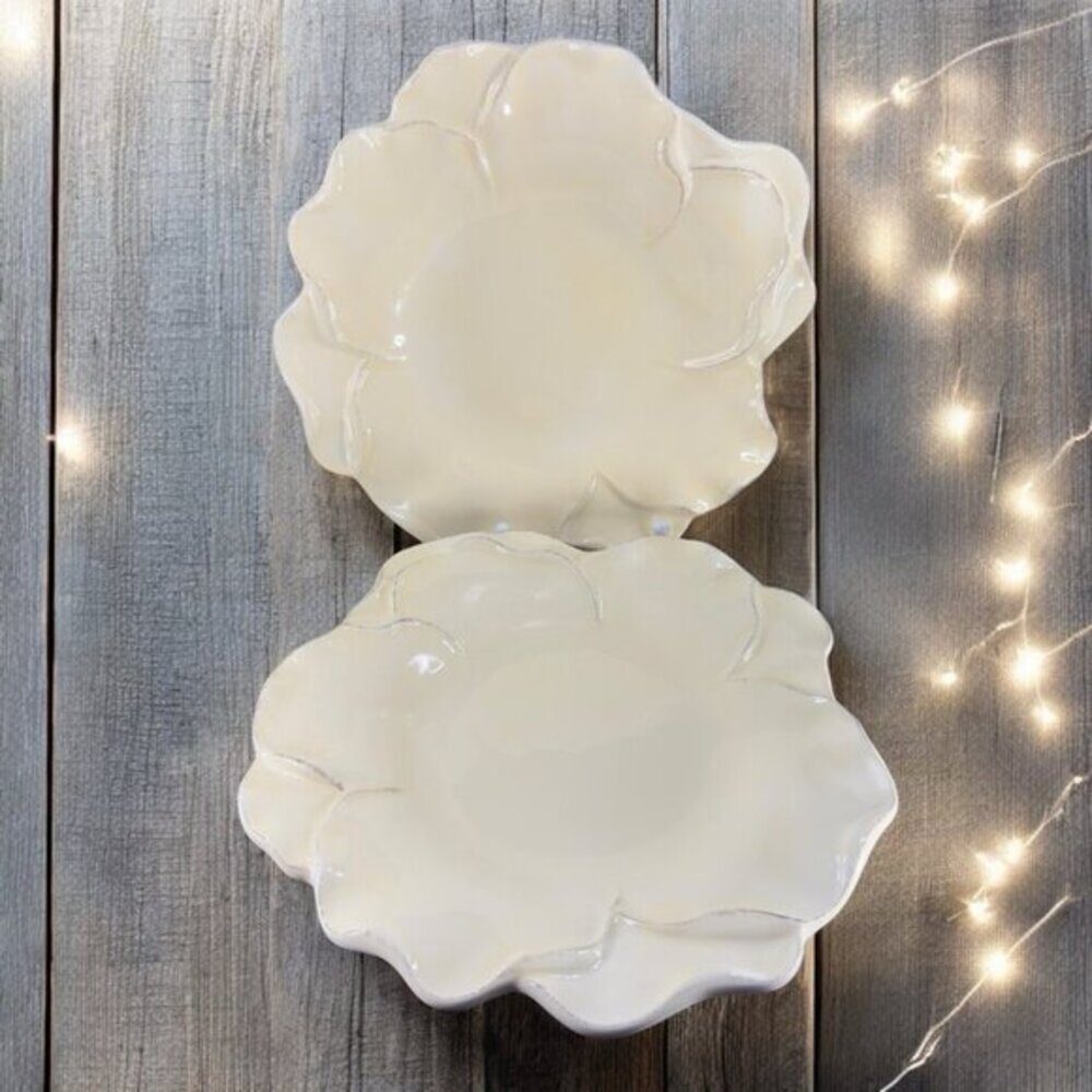 Roscher Flower Antique Butter Yellow Dish Plate 9inch Flower Shape Plate Set 2‎